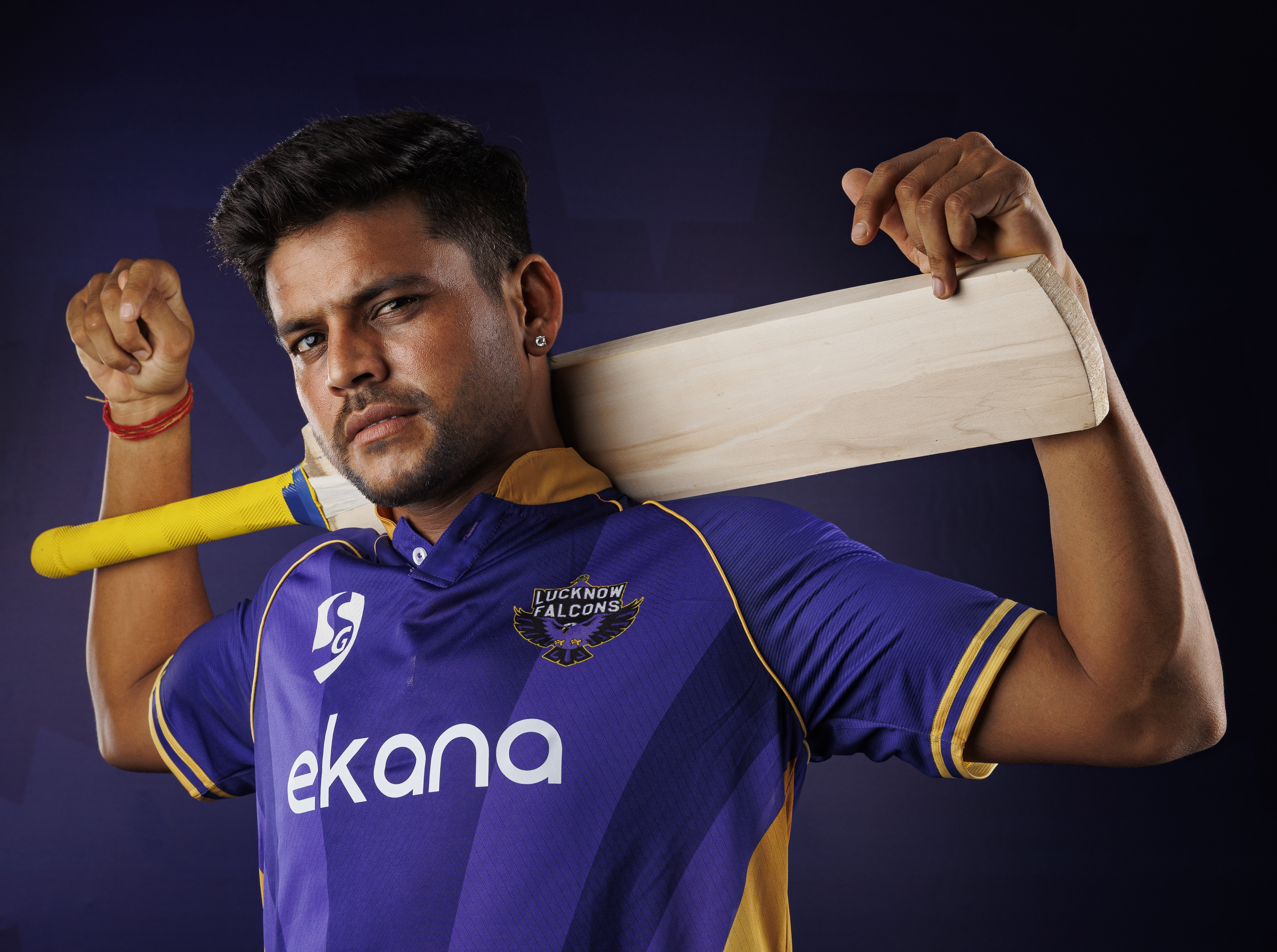 Priyam Garg of Lucknow Falcons gaze. One of Lucknow Falcons’ UPT20 Season 4 game‑changers, carrying Lucknow’s pride and the hunger to take this franchise higher in India’s biggest state T20 league.
Photos by: s Saikat Das